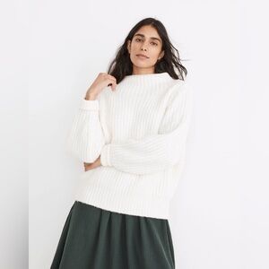 Madewell Loretto Mockneck Pullover Sweater Size XL Women’s Ivory Wool Blend